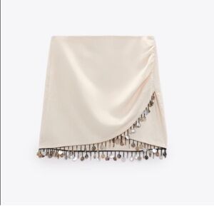 Cream Skirt with Beaded Hem